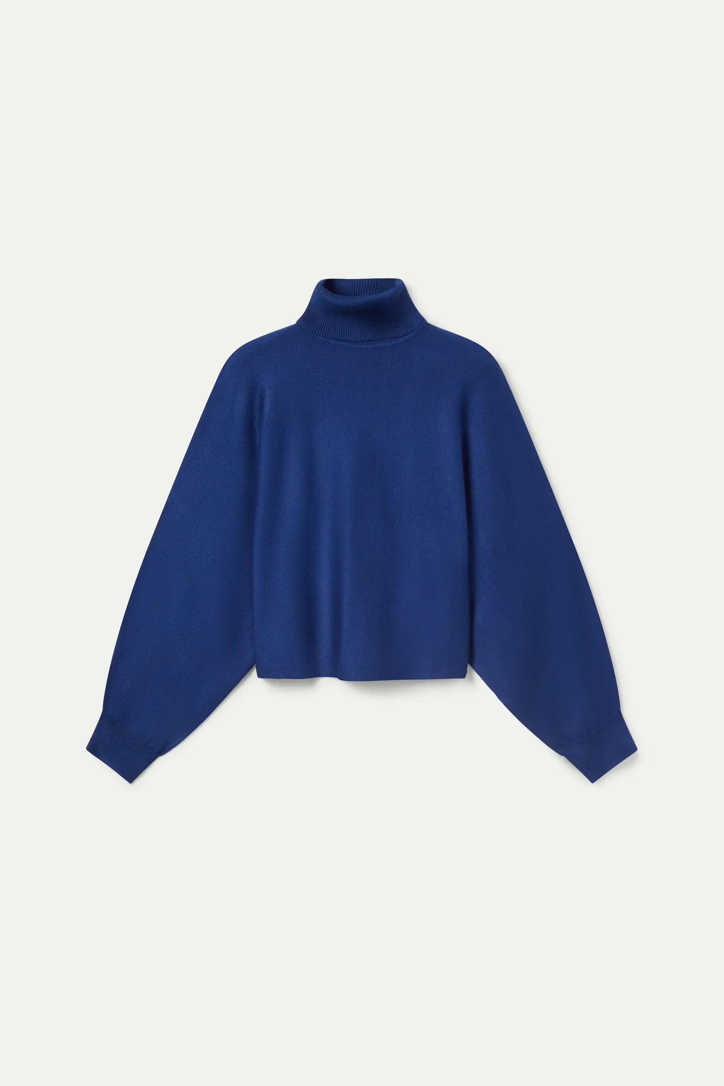 Cotton Knit  Oversized Turtleneck Sweater- Navy Blue