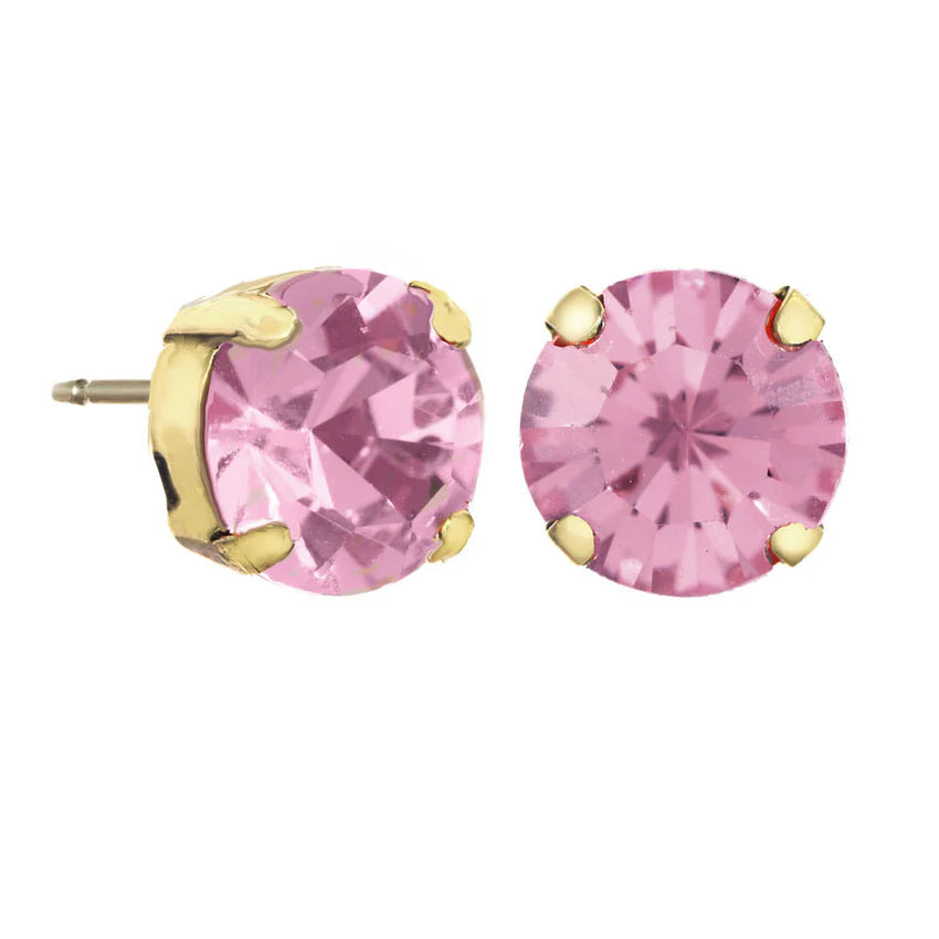 Crystal Stud Pink and Gold Earring