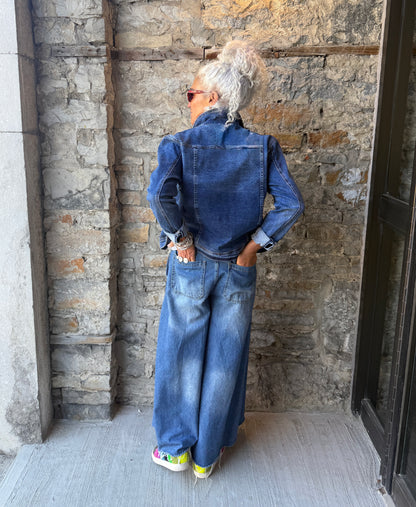 Dark Denim Jean Jacket with Stretch
