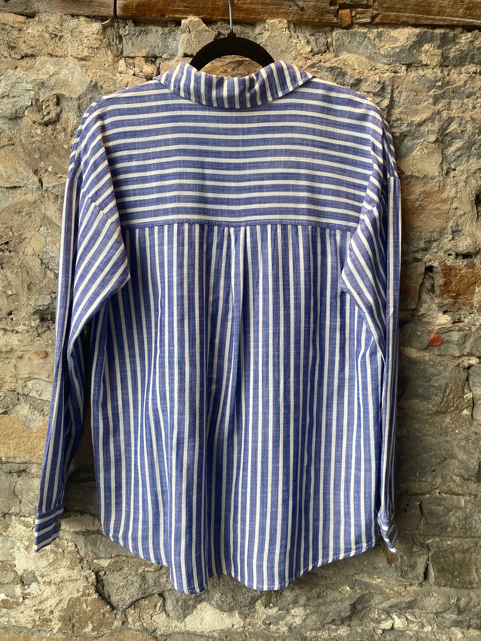 Blue and White Stripe Button Up Shirt