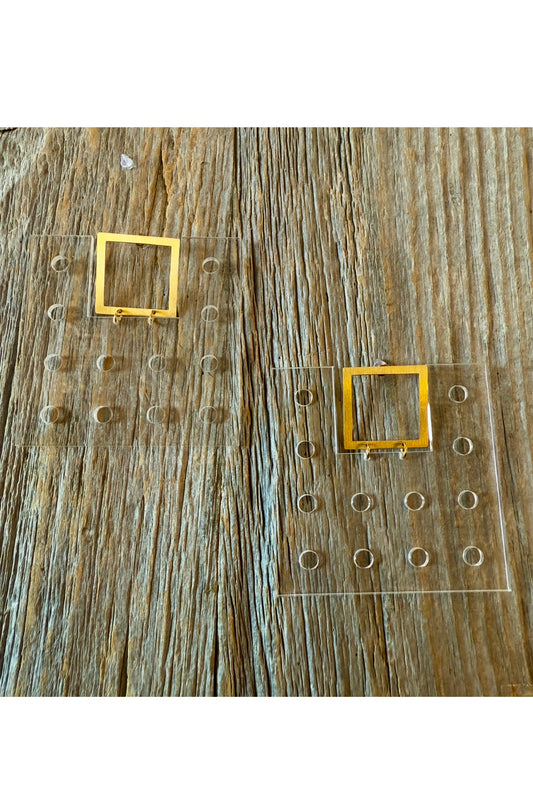 Large square lucite and gold STUNNING earrings