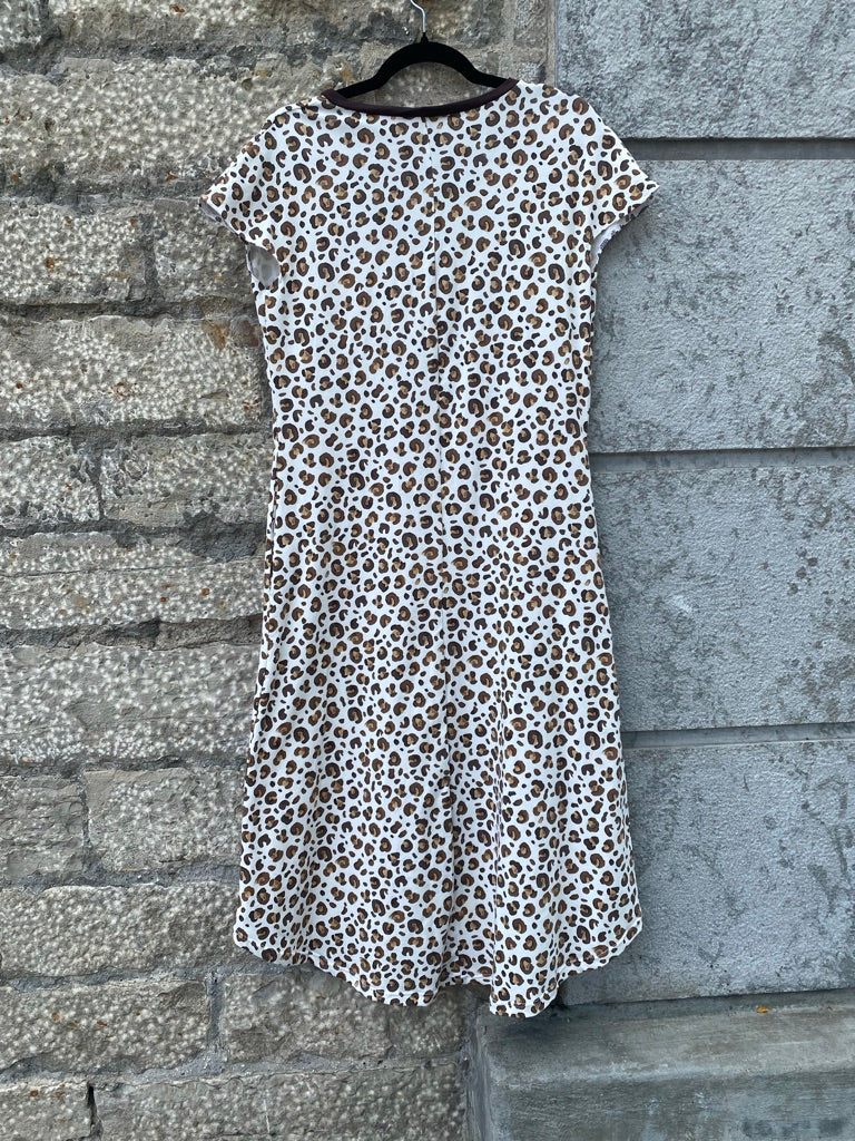 Exclusive Cotton Cheetah Print V Neck Dress with pockets