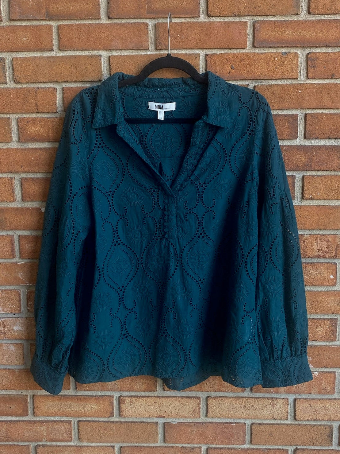 100% Cotton Eyelet Shirt with Slip- DARK TEAL