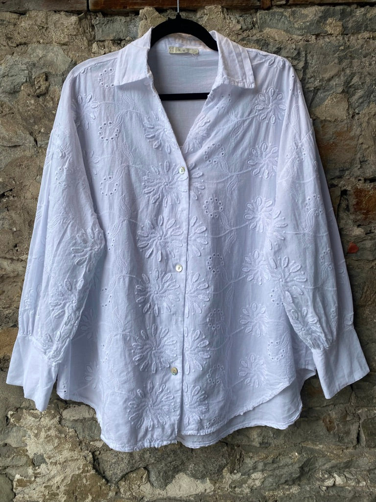 100% Cotton Relaxed Fit Shirt- White