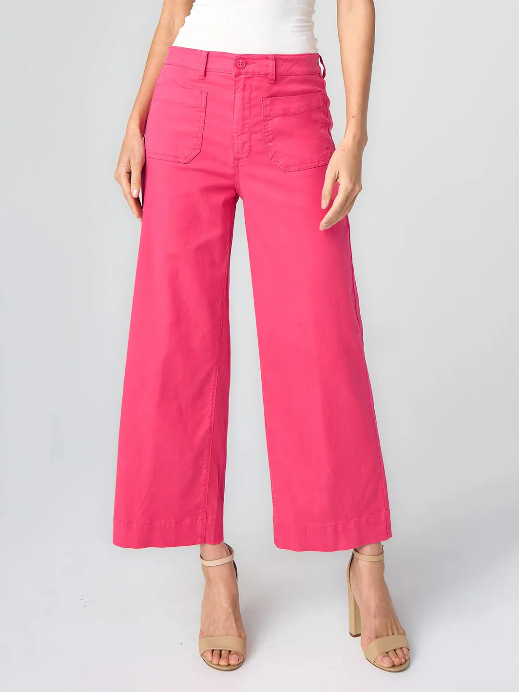 Wide Leg Utility Crop with Pockets - PINK