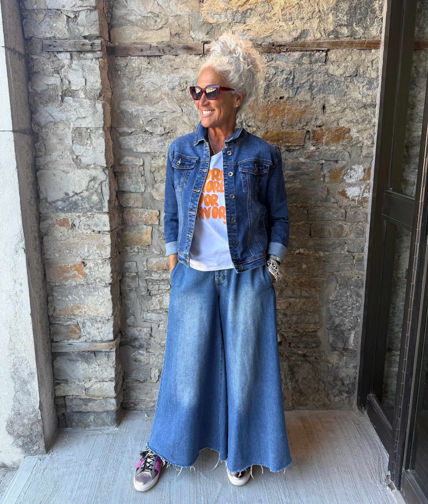 Dark Denim Jean Jacket with Stretch