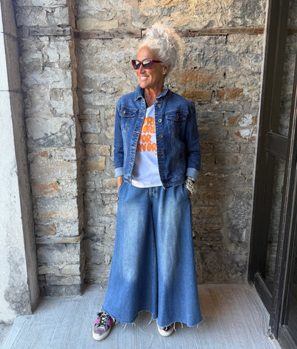 Dark Denim Jean Jacket with Stretch