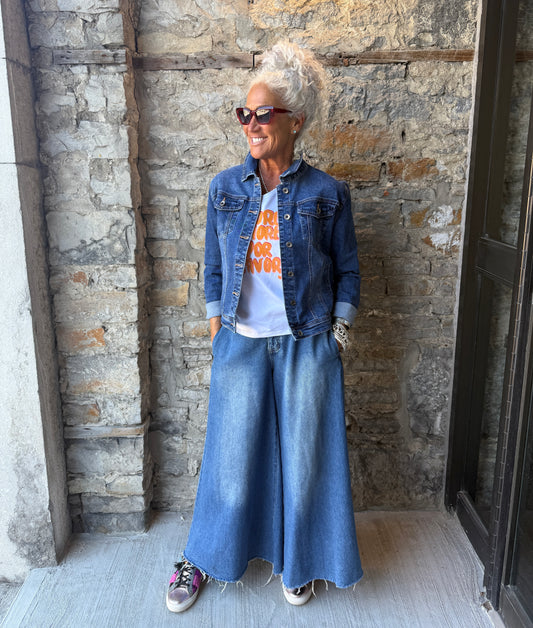 Dark Denim Jean Jacket with Stretch