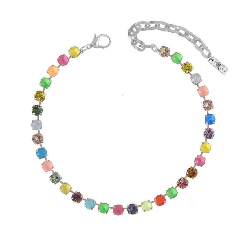 Swarovski Crystal Multi-coloured Necklace Antique Silver