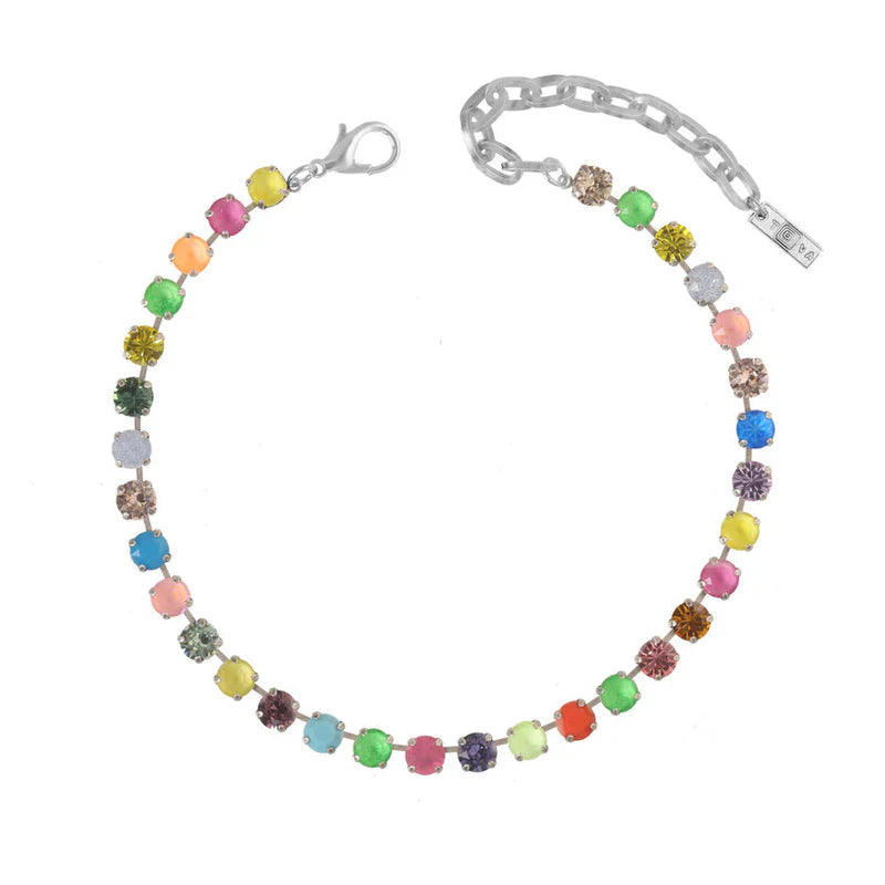 Crystal Multi-coloured Necklace Antique Silver