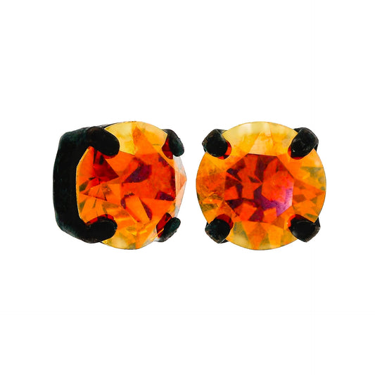 8mm Iridescent Studs with Matte Black Hardware- ORANGE