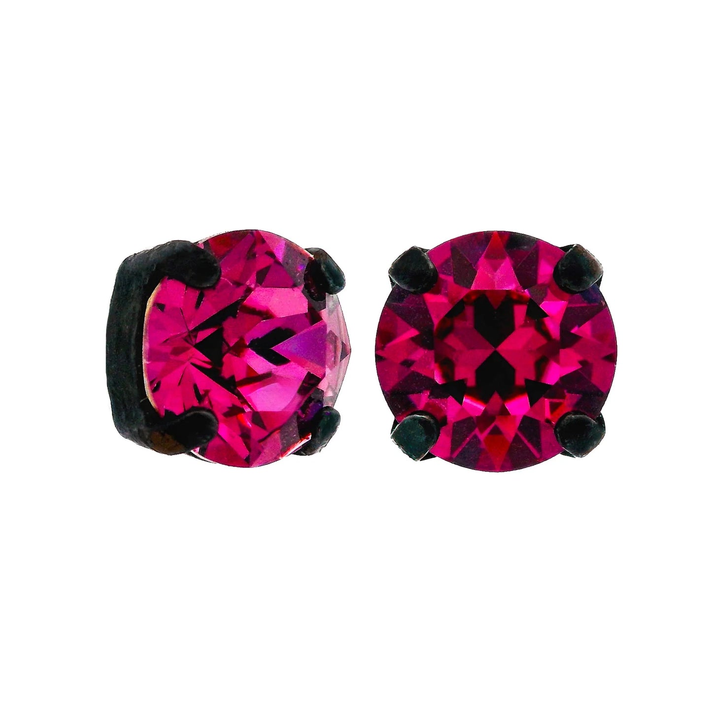 8mm Iridescent Studs with Matte Black Hardware -MAGENTA