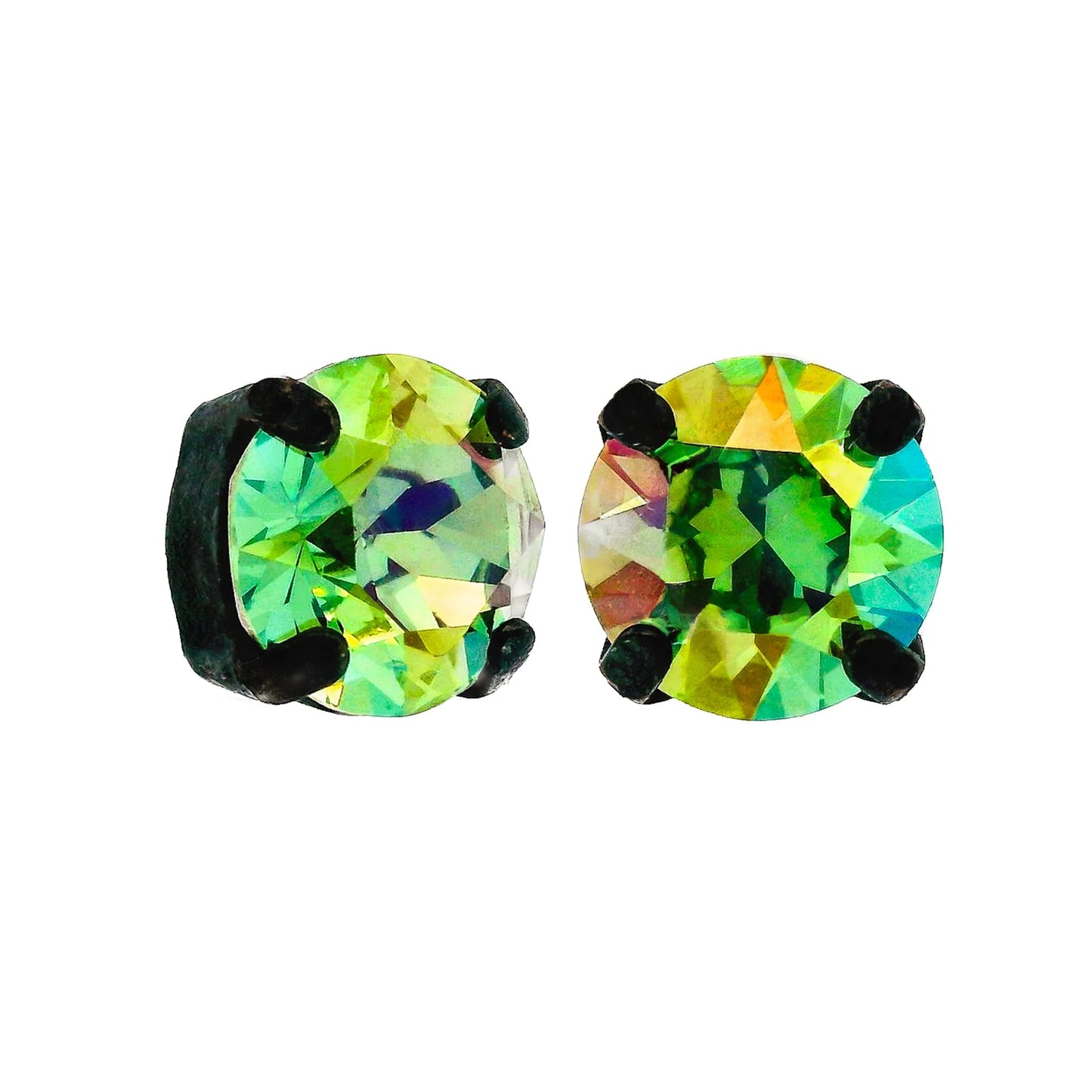 8mm Iridescent Studs with Matte Black Hardware -GREEN