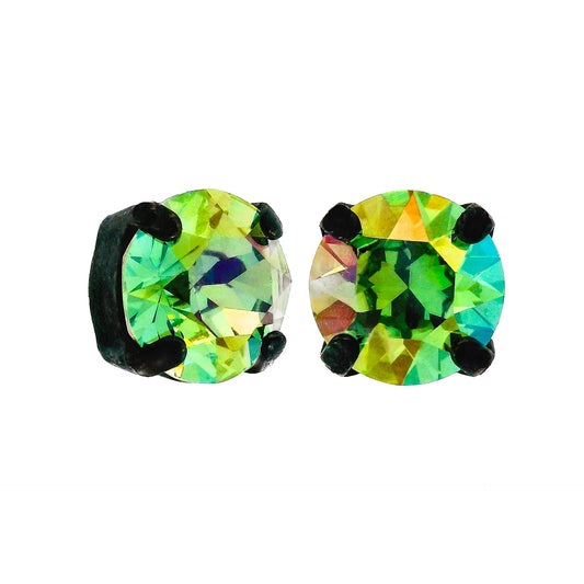 8mm Iridescent Studs with Matte Black Hardware -GREEN
