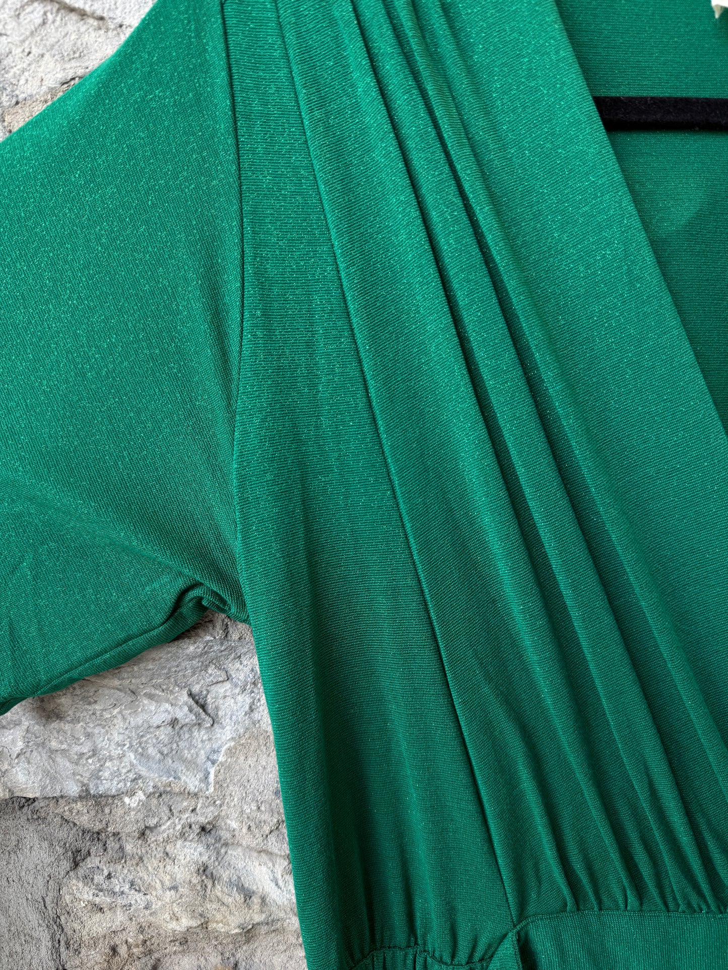 V neck Short Sleeve Wide Leg Jumpsuit- EMERALD GREEN