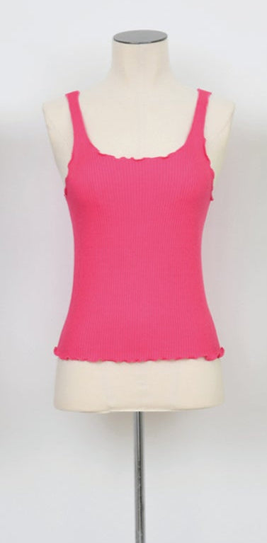 Ribbed Knit Tank Top- Pink