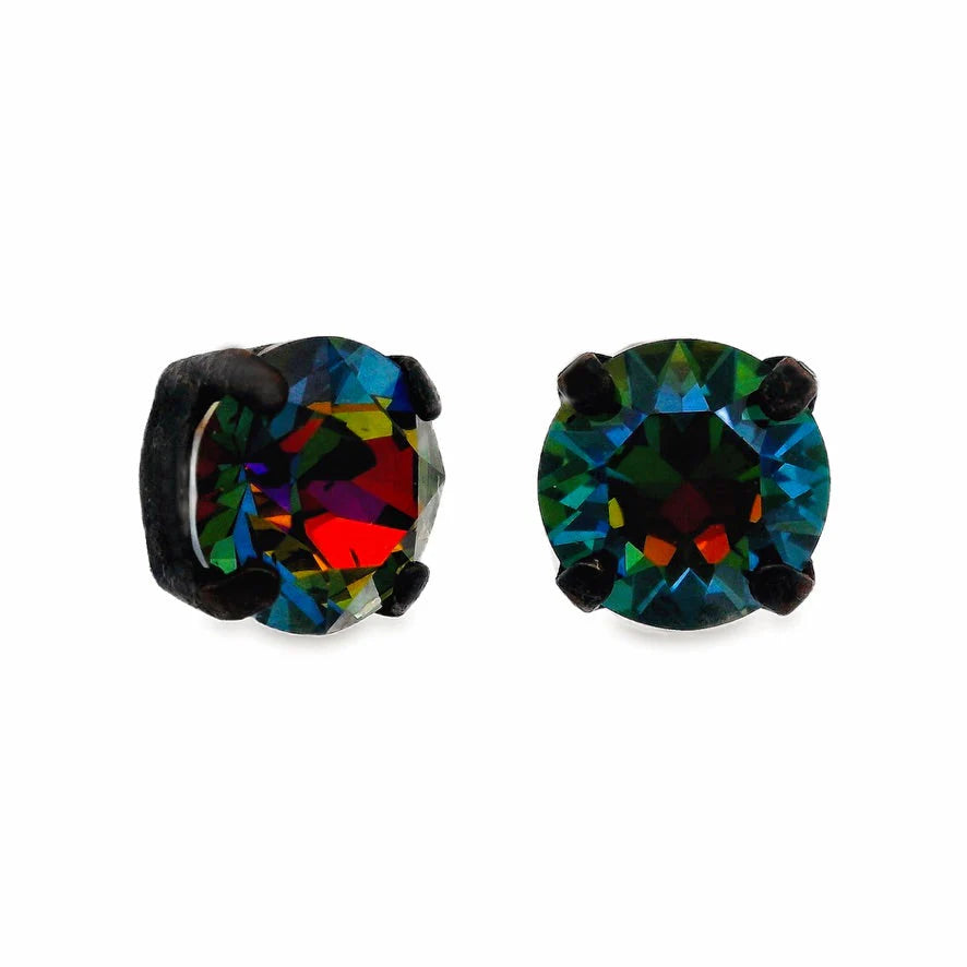 8mm Iridescent Studs with Matte Black Hardware -MULTI COLOR