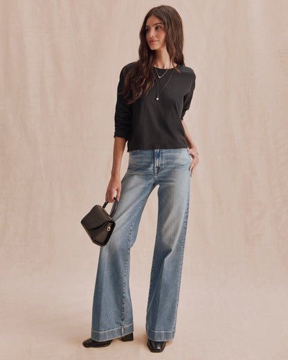 100% Cotton Long Sleeve Top- BLACK