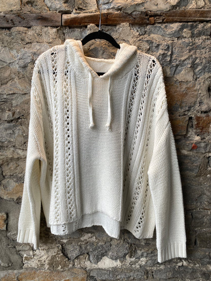 Ivory Knit Hooded Sweater