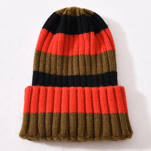 FW 26 The Pathz Cashmere Ribbed Beanie - OLIVE/RED