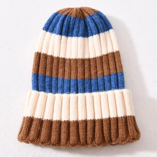 FW 26 The Pathz Cashmere Ribbed Beanie - BROWN/BLUE