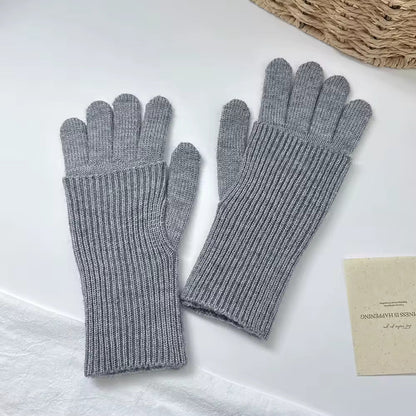 3-in-1 Wool-blend Knit Gloves - GREY