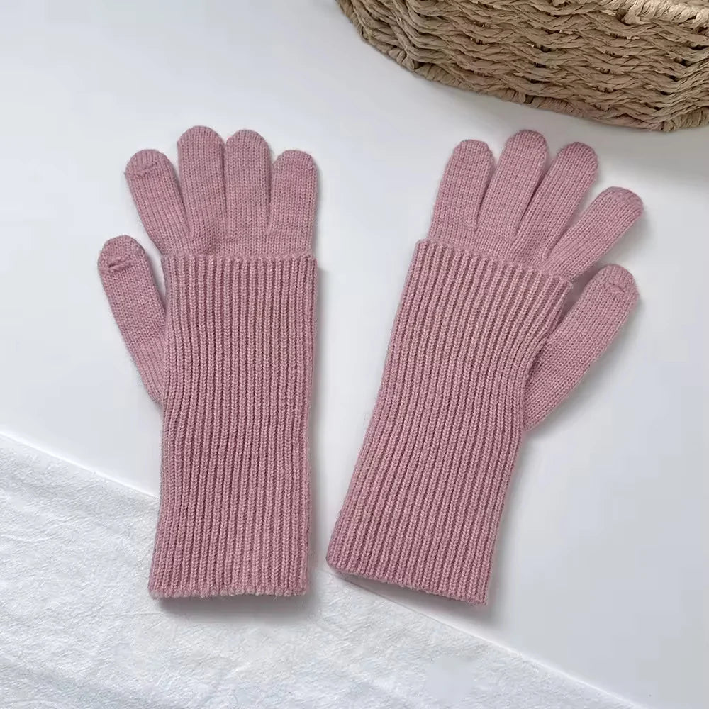 3-in-1 Wool-blend Knit Gloves - PINK