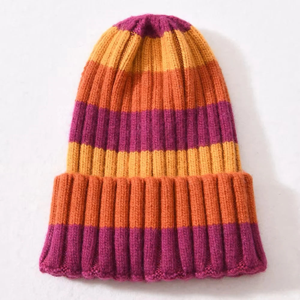 FW 26 The Pathz Cashmere Ribbed Beanie - ORANGE/WINE