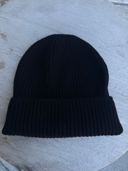 3 in 1 Ribbed Beanie - BLACK