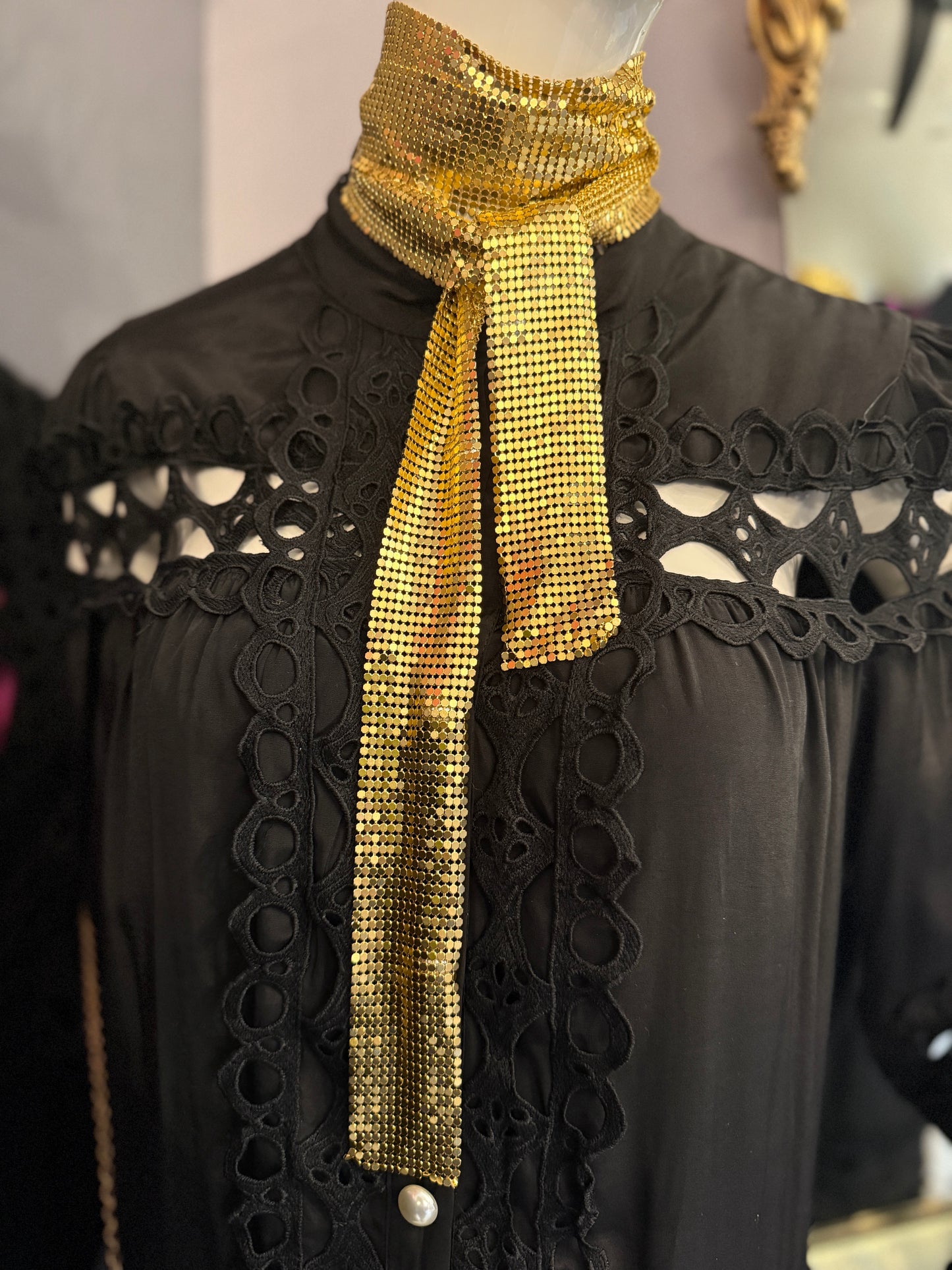 Long Mesh Scarf- Gold