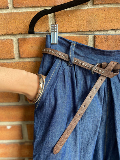 Dark Denim Palazzo Pant with Belt