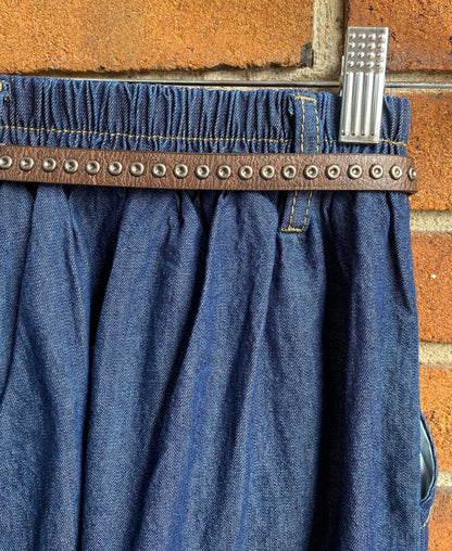 Dark Denim Palazzo Pant with Belt
