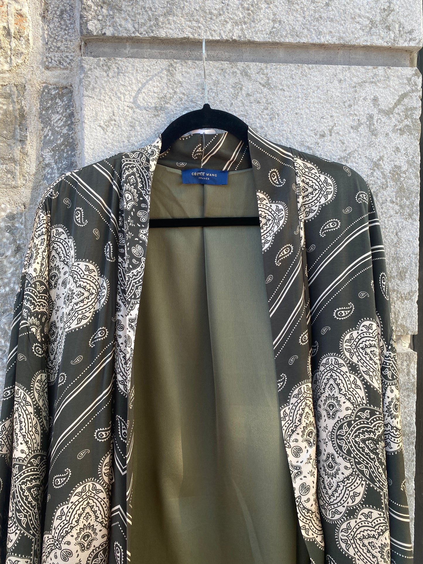 Bandana Print Duster - KHAKI GREEN