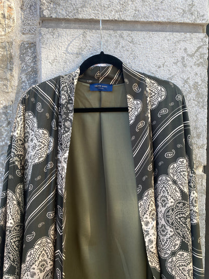 Bandana Print Duster - KHAKI GREEN