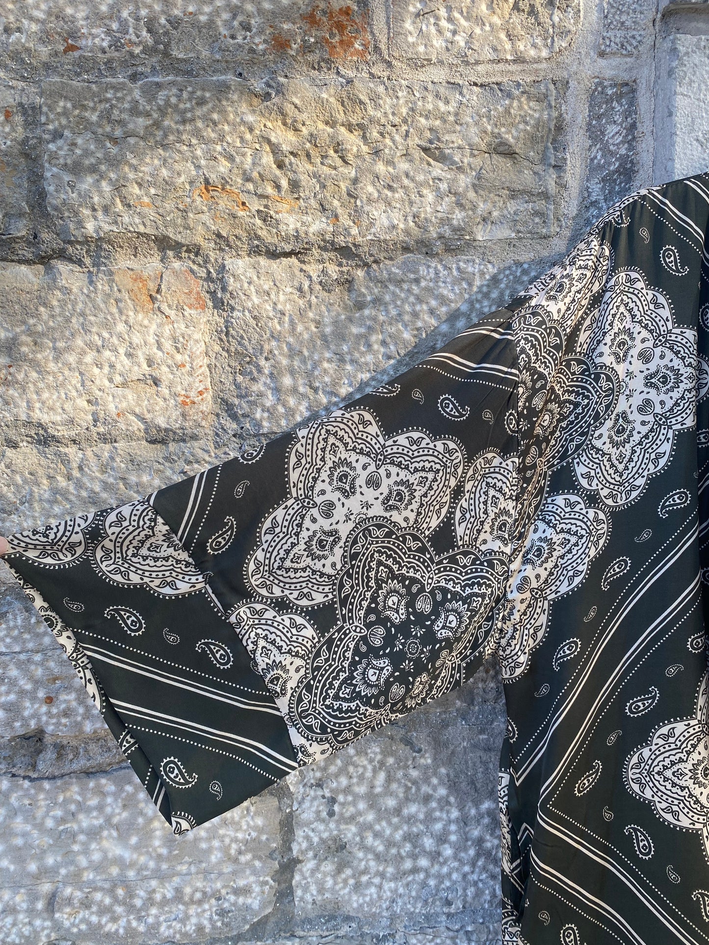 Bandana Print Duster - KHAKI GREEN