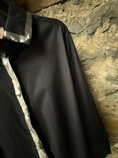 Black oversized 100% Cotton dress shirt with silver detail