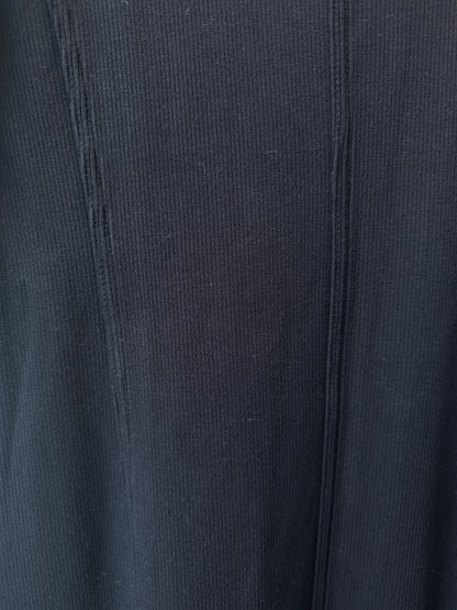 Ribbed Cotton Long Tank Dress - BLACK