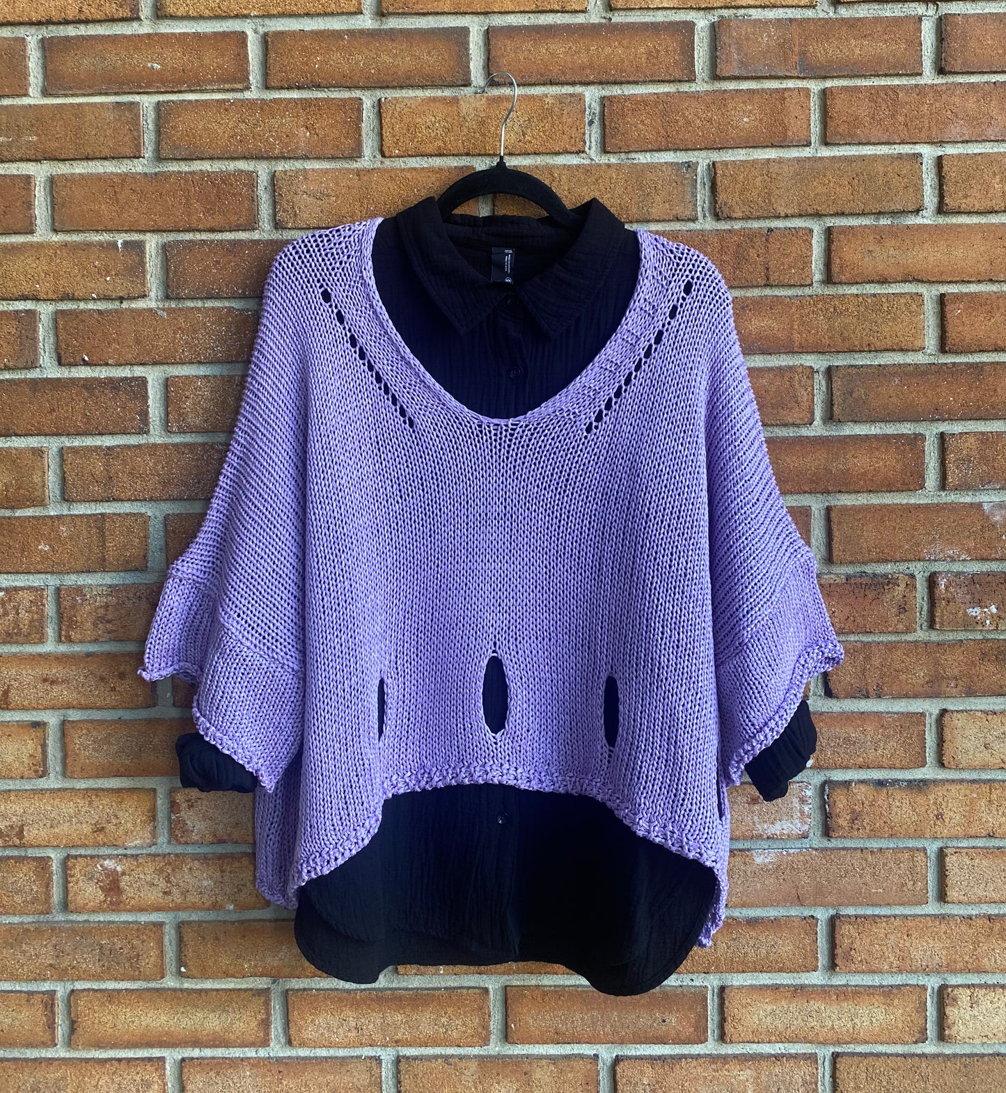 Relaxed Knit Sweater - LAVENDER