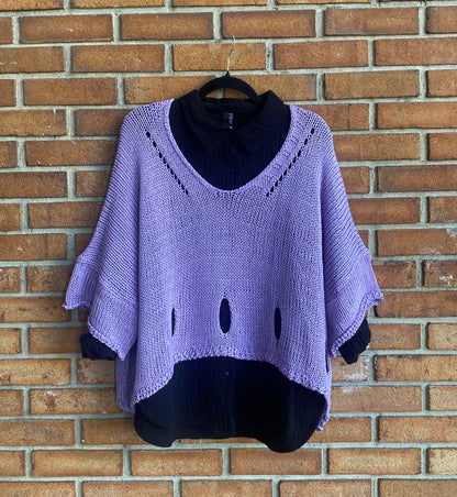 Relaxed Knit Sweater - LAVENDER