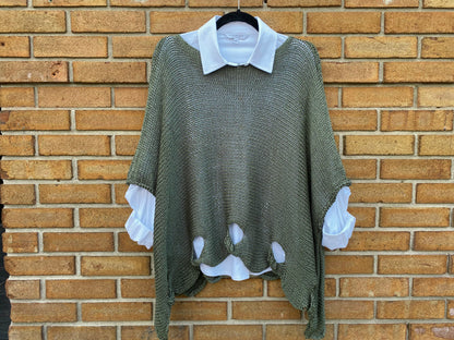 Relaxed Knit Sweater - KHAKI GREEN