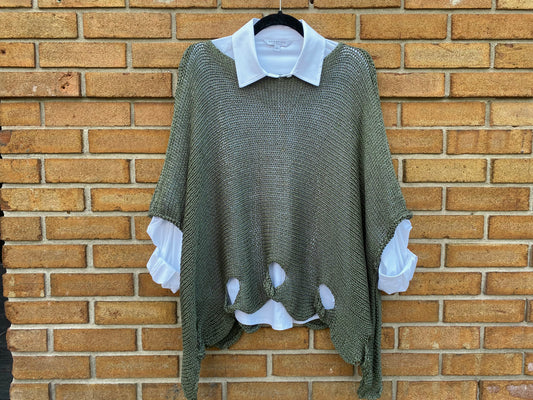 Relaxed Knit Sweater - KHAKI GREEN