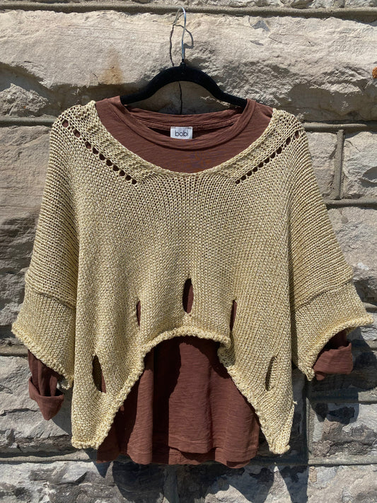 Relaxed Knit Sweater - GOLD LUREX