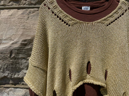 Relaxed Knit Sweater - GOLD LUREX