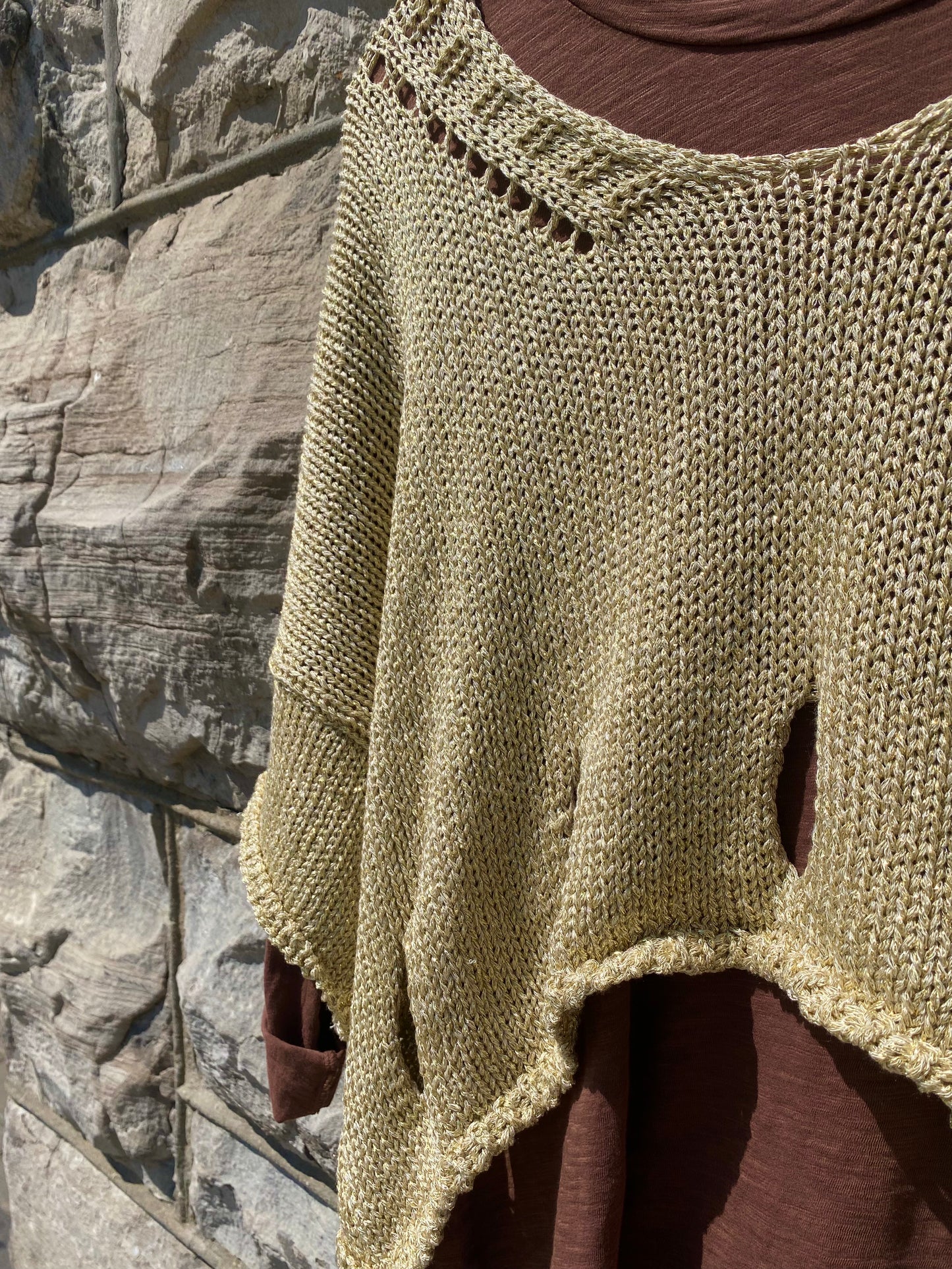 Relaxed Knit Sweater - GOLD LUREX