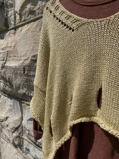 Relaxed Knit Sweater - GOLD LUREX