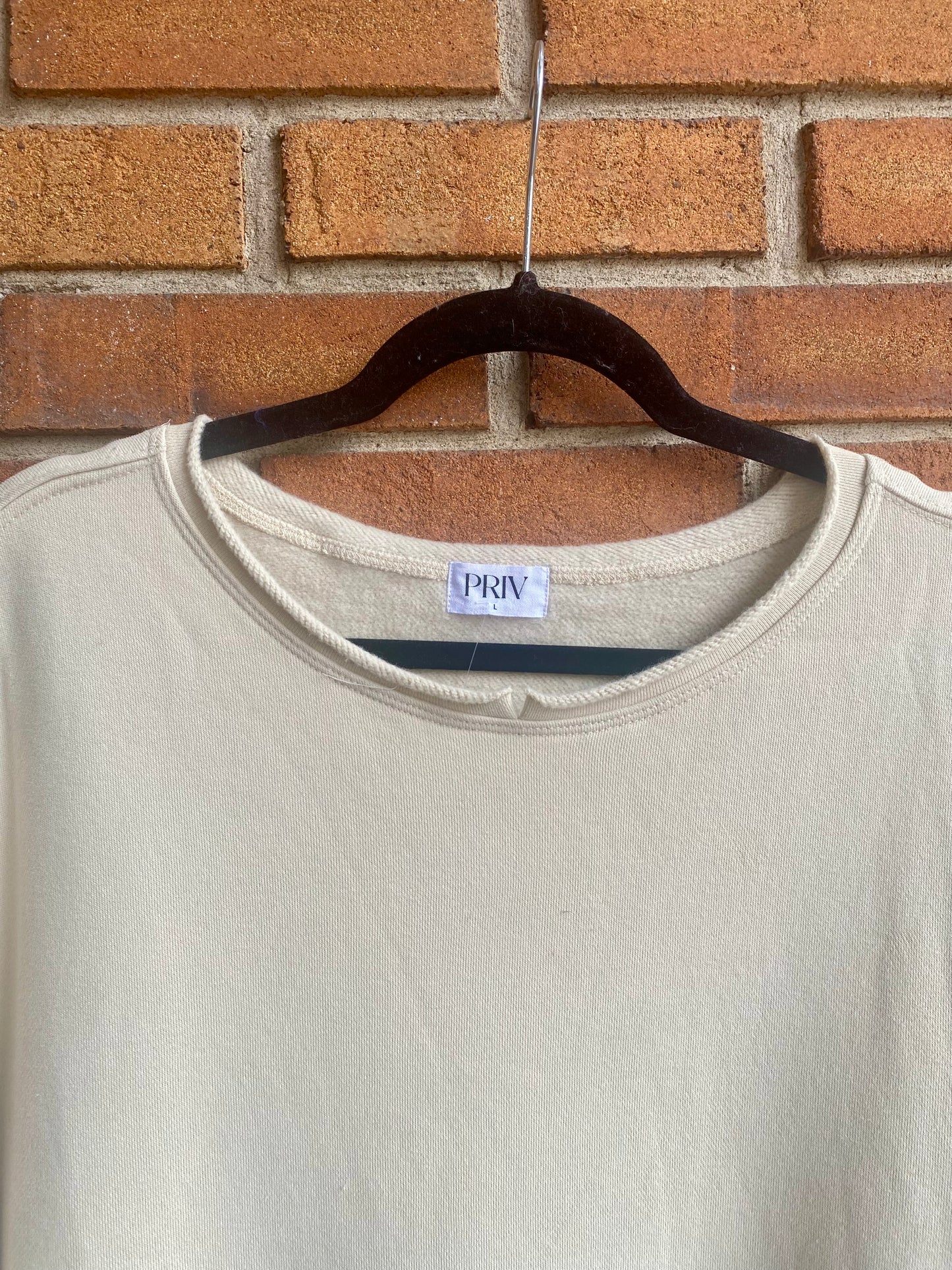 Oversized Cotton Sweatshirt - BEIGE
