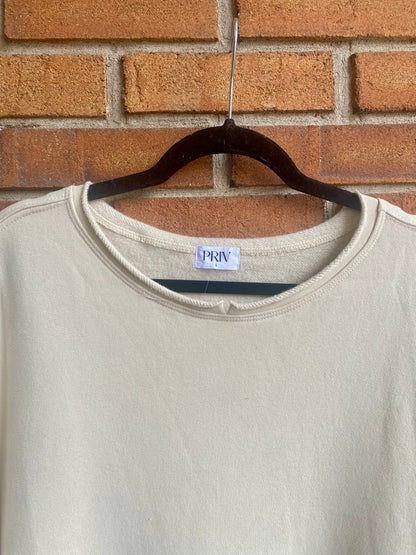 Oversized Cotton Sweatshirt - BEIGE