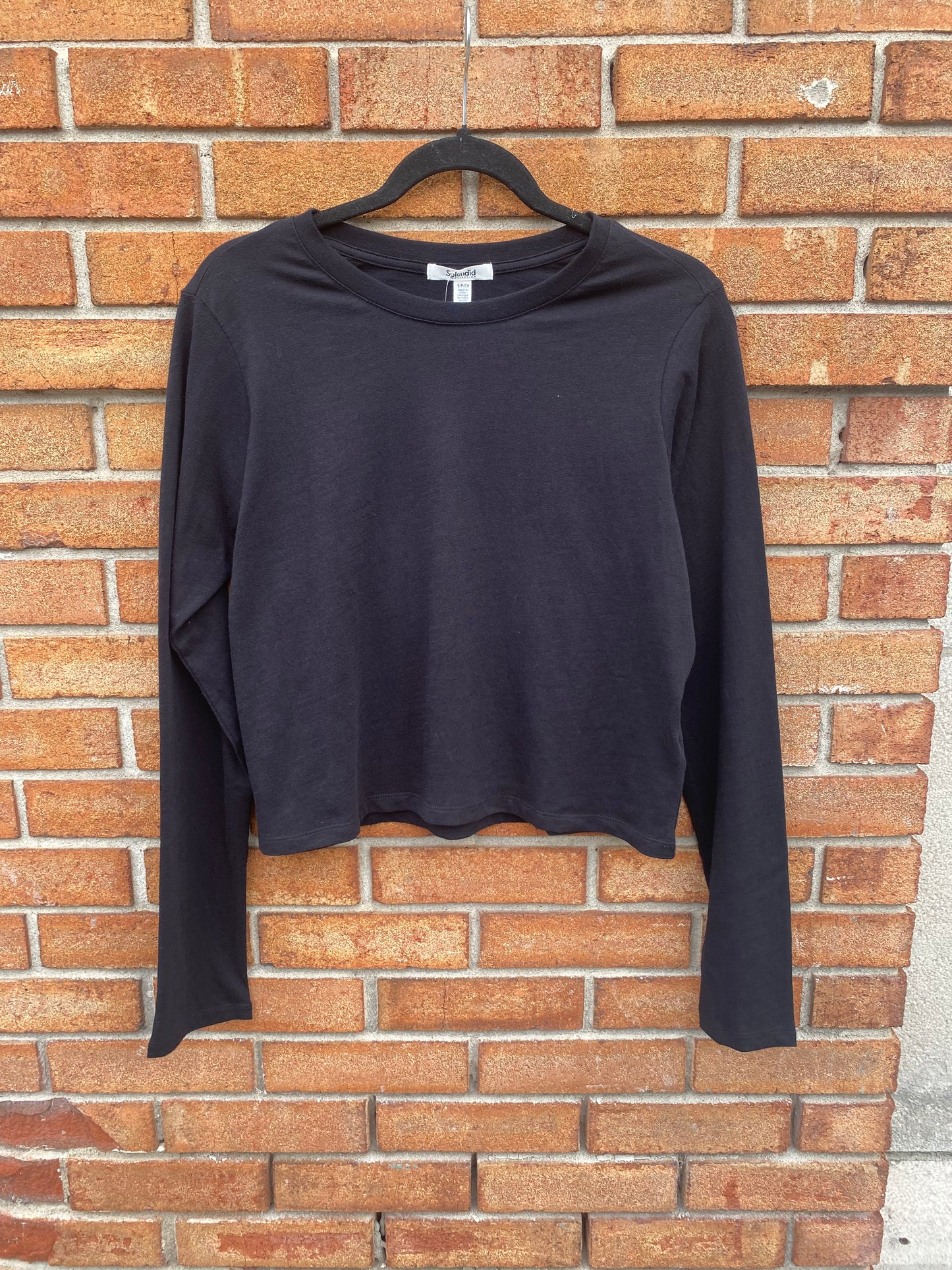 100% Cotton Long Sleeve Top- BLACK