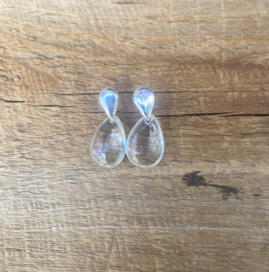 Stud Resin Tear Drop Earring - SILVER