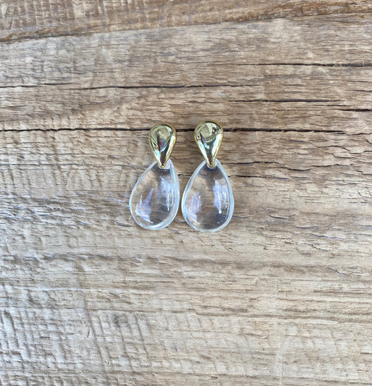 Stud Resin Tear Drop Earring - GOLD